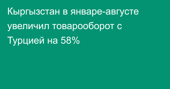 Кыргызстан в январе-августе увеличил товарооборот с Турцией на 58%