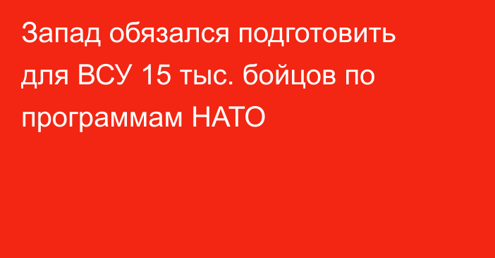 Запад обязался подготовить для ВСУ 15 тыс. бойцов по программам НАТО