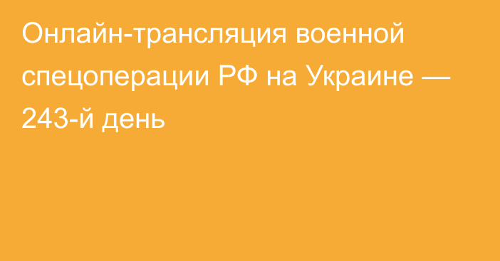 Онлайн-трансляция военной спецоперации РФ на Украине — 243-й день