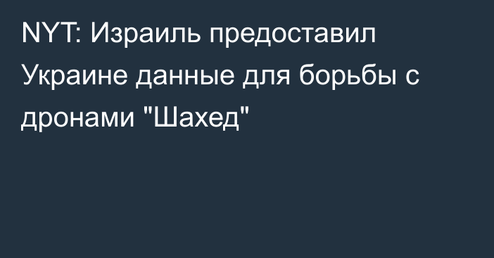 NYT: Израиль предоставил Украине данные для борьбы с дронами 