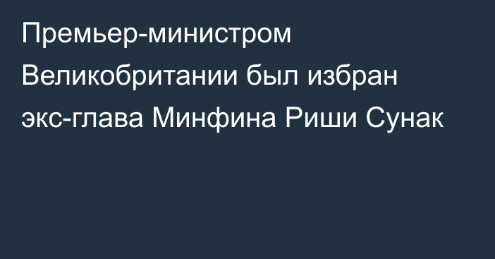 Премьер-министром Великобритании был избран экс-глава Минфина Риши Сунак