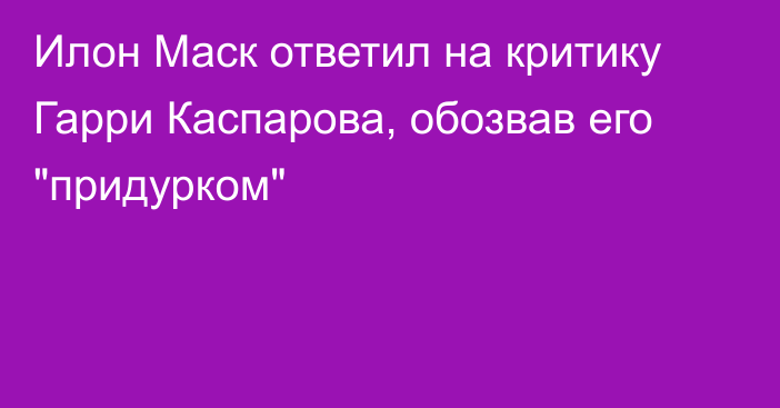 Илон Маск ответил на критику Гарри Каспарова, обозвав его 