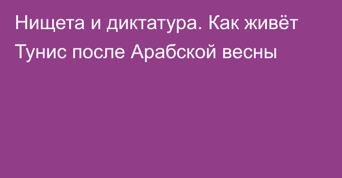 Нищета и диктатура. Как живёт Тунис после Арабской весны