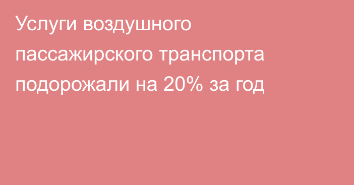 Услуги воздушного пассажирского транспорта подорожали на 20% за год