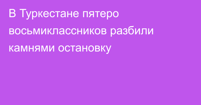 В Туркестане пятеро восьмиклассников разбили камнями остановку