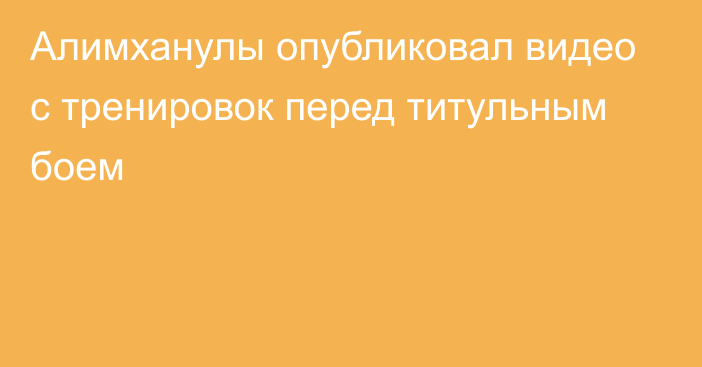 Алимханулы опубликовал видео с тренировок перед титульным боем