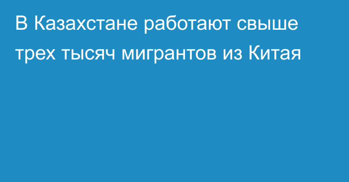 В Казахстане работают свыше трех тысяч мигрантов из Китая