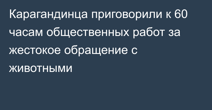 Карагандинца приговорили к 60 часам общественных работ за жестокое обращение с животными