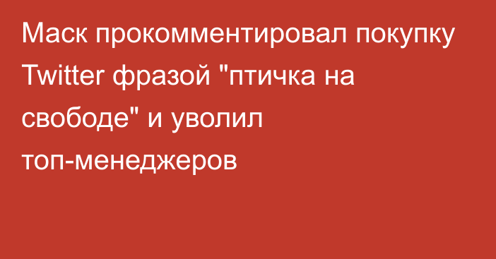 Маск прокомментировал покупку Twitter фразой 