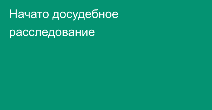 Начато досудебное расследование