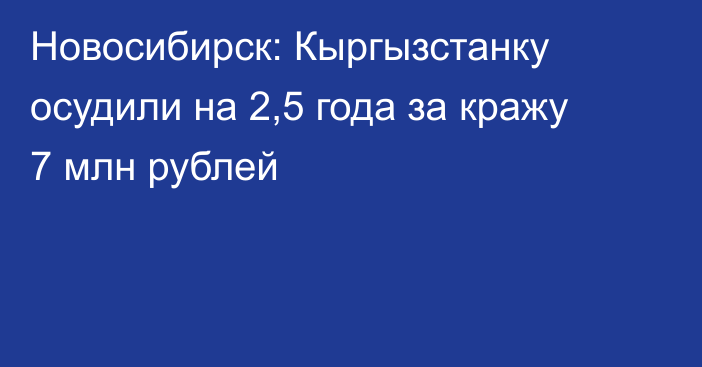 Новосибирск: Кыргызстанку осудили на 2,5 года за кражу 7 млн рублей