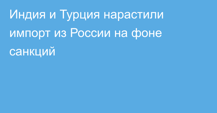 Индия и Турция нарастили импорт из России на фоне санкций