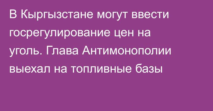 В Кыргызстане могут ввести госрегулирование цен на уголь. Глава Антимонополии выехал на топливные базы