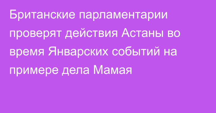 Британские парламентарии проверят действия Астаны во время Январских событий на примере дела Мамая