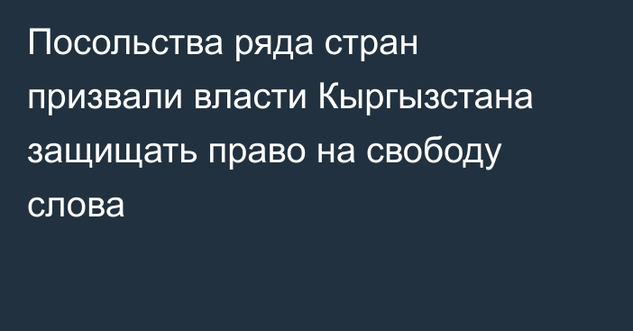 Посольства ряда стран призвали власти Кыргызстана защищать право на свободу слова