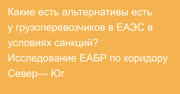 Какие есть альтернативы есть у грузоперевозчиков в ЕАЭС в условиях санкций? Исследование ЕАБР по коридору Север— Юг