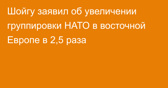 Шойгу заявил об увеличении группировки НАТО в восточной Европе в 2,5 раза