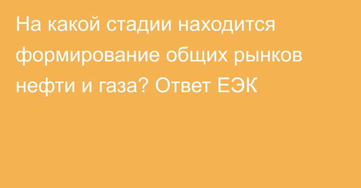 На какой стадии находится формирование общих рынков нефти и газа? Ответ ЕЭК