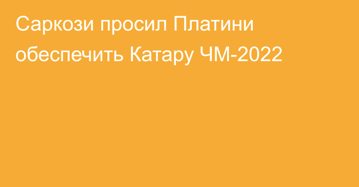 Саркози просил Платини обеспечить Катару ЧМ-2022