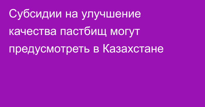 Субсидии на улучшение качества пастбищ могут предусмотреть в Казахстане