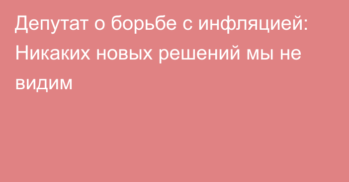 Депутат о борьбе с инфляцией: Никаких новых решений мы не видим