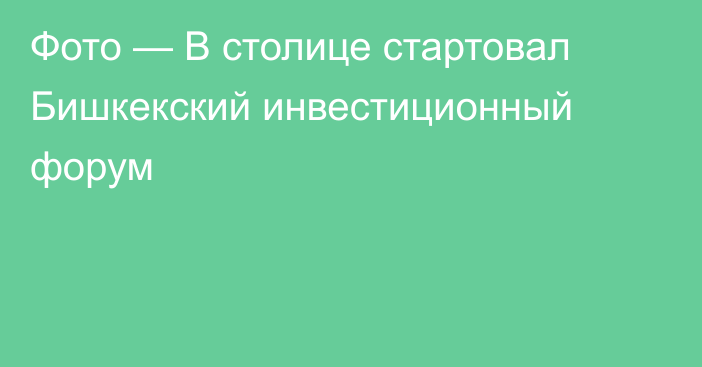 Фото — В столице стартовал Бишкекский инвестиционный форум 