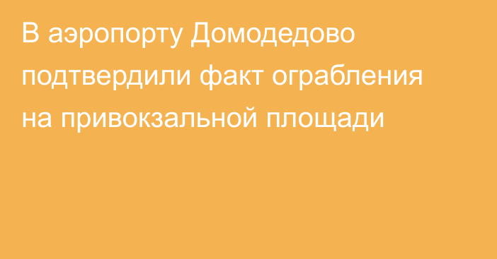 В аэропорту Домодедово подтвердили факт ограбления на привокзальной площади