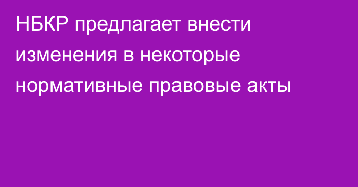 НБКР предлагает внести изменения в некоторые нормативные правовые акты