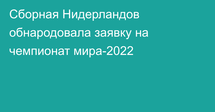 Сборная Нидерландов обнародовала заявку на чемпионат мира-2022