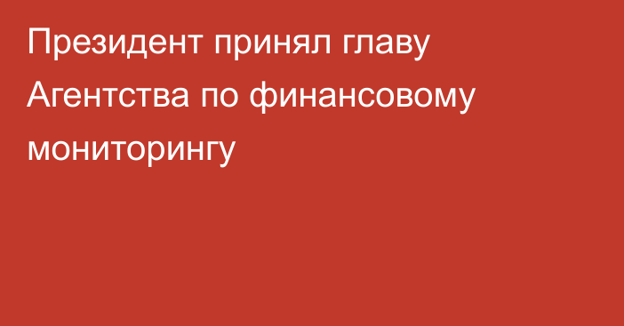 Президент принял главу Агентства по финансовому мониторингу