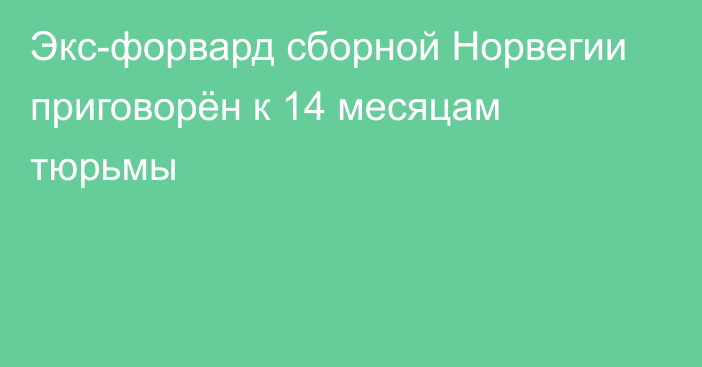 Экс-форвард сборной Норвегии приговорён к 14 месяцам тюрьмы