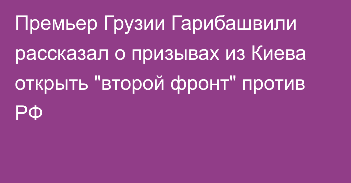 Премьер Грузии Гарибашвили рассказал о призывах из Киева открыть 