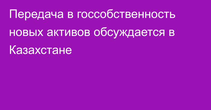 Передача в госсобственность новых активов обсуждается в Казахстане