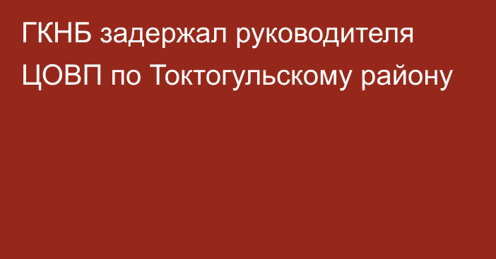 ГКНБ задержал руководителя ЦОВП по Токтогульскому району