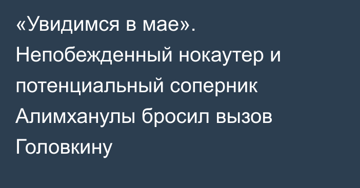 «Увидимся в мае». Непобежденный нокаутер и потенциальный соперник Алимханулы бросил вызов Головкину