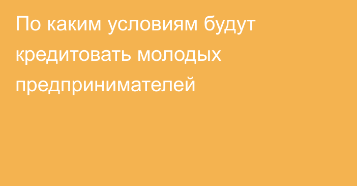 По каким условиям будут кредитовать молодых предпринимателей