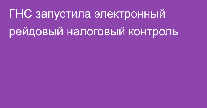 ГНС запустила электронный рейдовый налоговый контроль