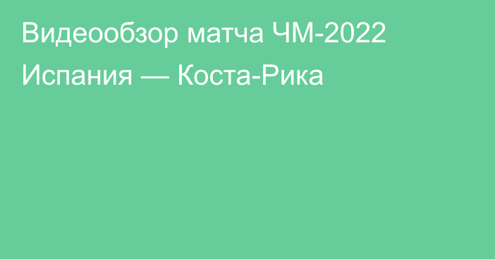 Видеообзор матча ЧМ-2022 Испания — Коста-Рика