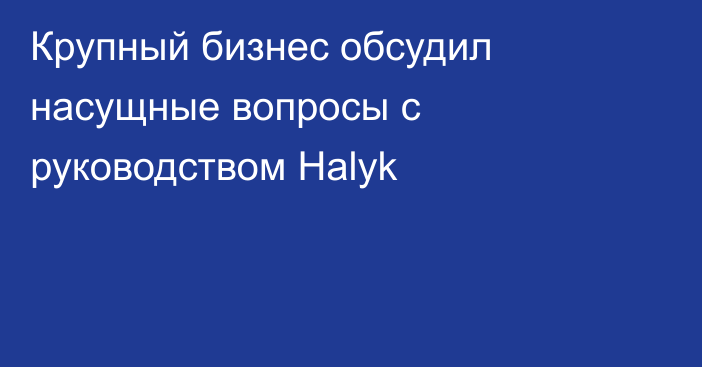 Крупный бизнес обсудил насущные вопросы с руководством Halyk