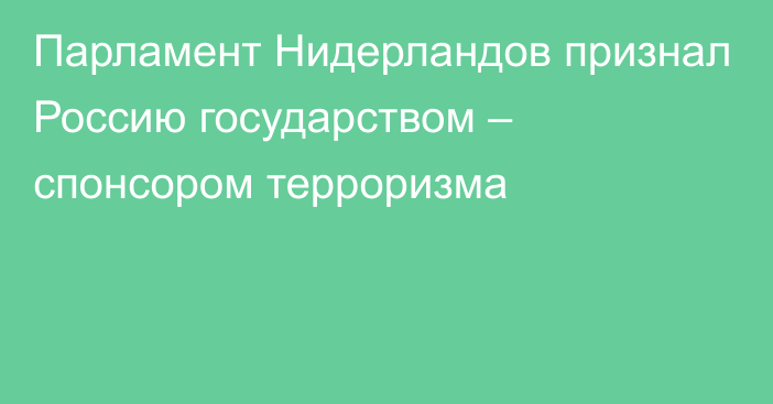 Парламент Нидерландов признал Россию государством – спонсором терроризма