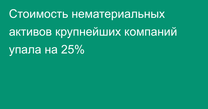 Стоимость нематериальных активов крупнейших компаний упала на 25%