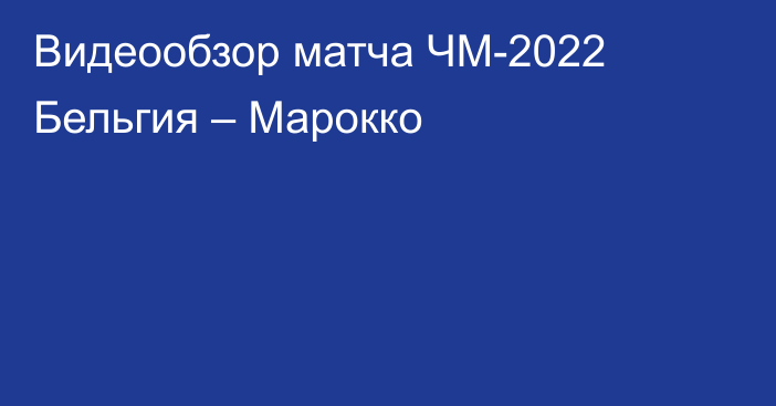 Видеообзор матча ЧМ-2022 Бельгия – Марокко