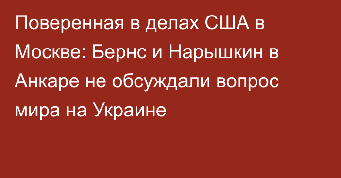 Поверенная в делах США в Москве: Бернс и Нарышкин в Анкаре не обсуждали вопрос мира на Украине