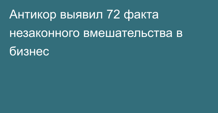 Антикор выявил 72 факта незаконного вмешательства в бизнес