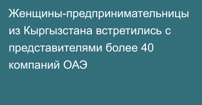 Женщины-предпринимательницы из Кыргызстана встретились с представителями более 40 компаний ОАЭ