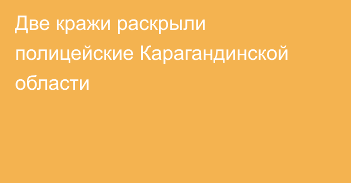 Две кражи раскрыли полицейские Карагандинской области