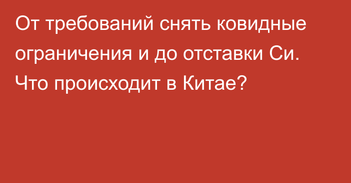 От требований снять ковидные ограничения и до отставки Си. Что происходит в Китае?