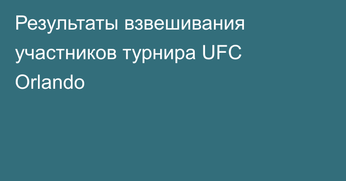 Результаты взвешивания участников турнира UFC Orlando