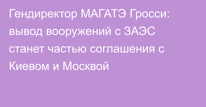 Гендиректор МАГАТЭ Гросси: вывод вооружений с ЗАЭС станет частью соглашения с Киевом и Москвой