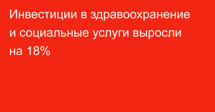 Инвестиции в здравоохранение и социальные услуги выросли на 18%